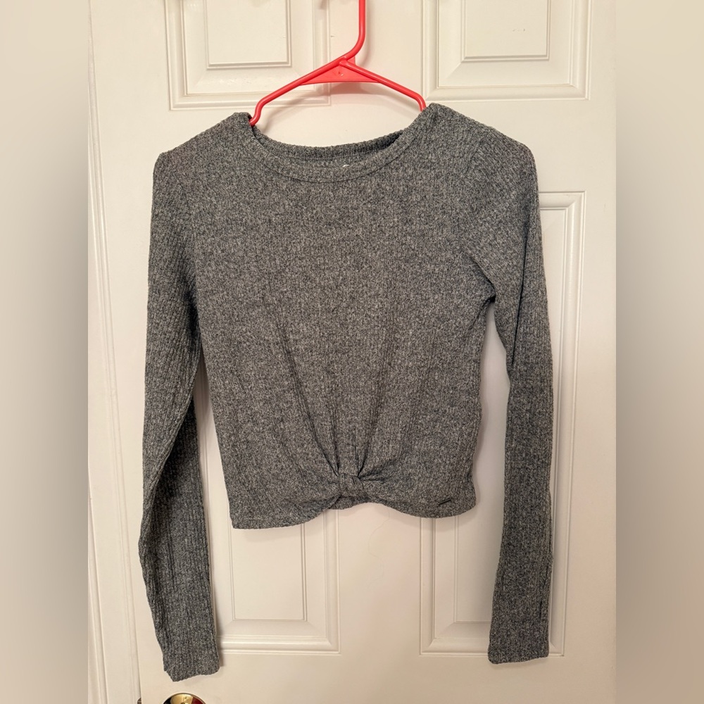 Hollister Heather Gray Twist Front Sweatshirt